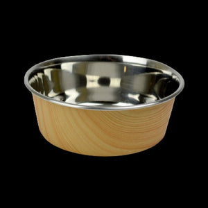 OurPets Wood Grain Stainless Steel Bowl Light Brown